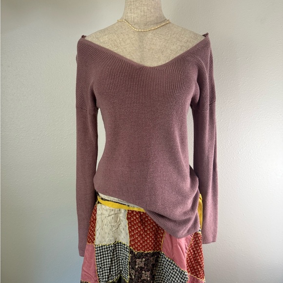 Hippie Rose Off-Shoulder Sweater in Dusty Rose - Picture 1 of 3